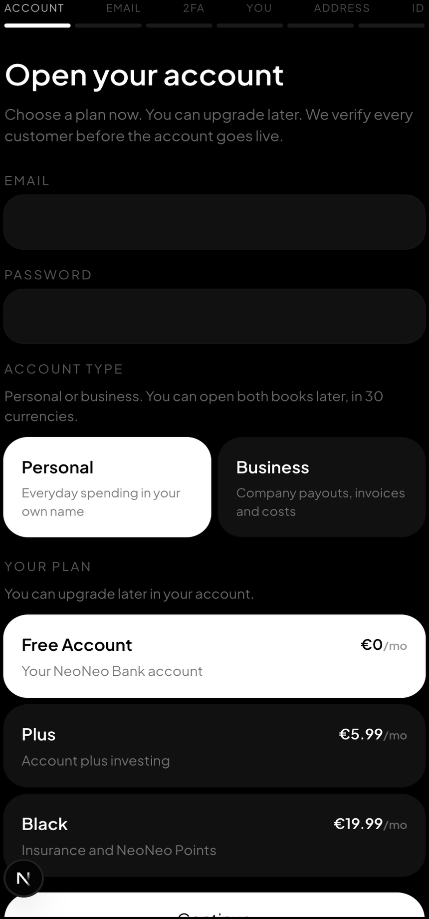 Open your account